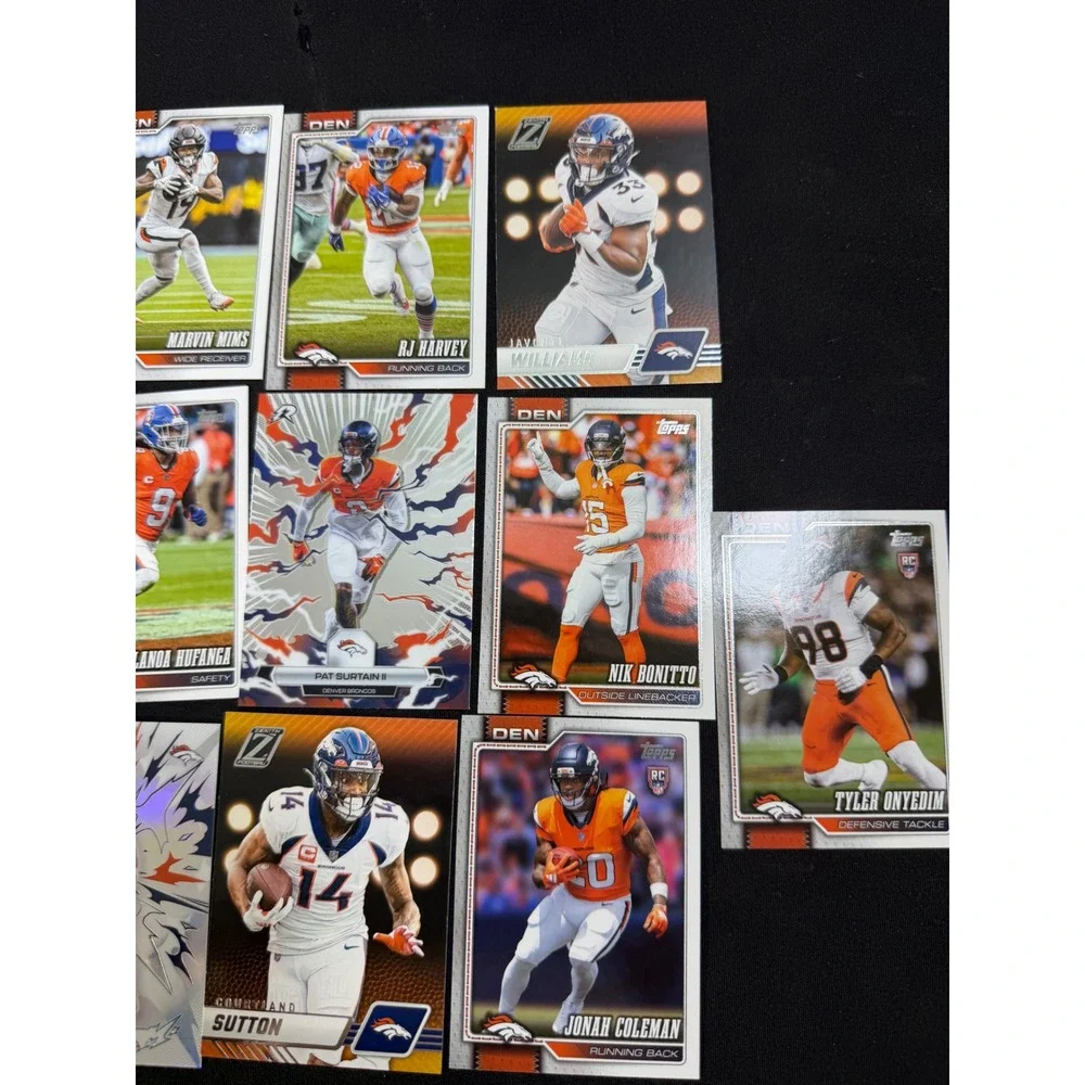 Denver Broncos NFL Card Lot (13 Cards) - Bo Nix RC, Pat Surtain, Sutton